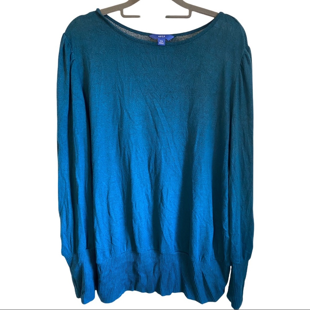 Gorgeous Teal Apt. 9 Puff Sleeve Sweater.  XXL. Excellent Condition.